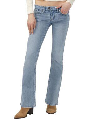 Stylish Women's Low Rise Slim Bootcut Jeans in Silver Wash - Perfect Fit!